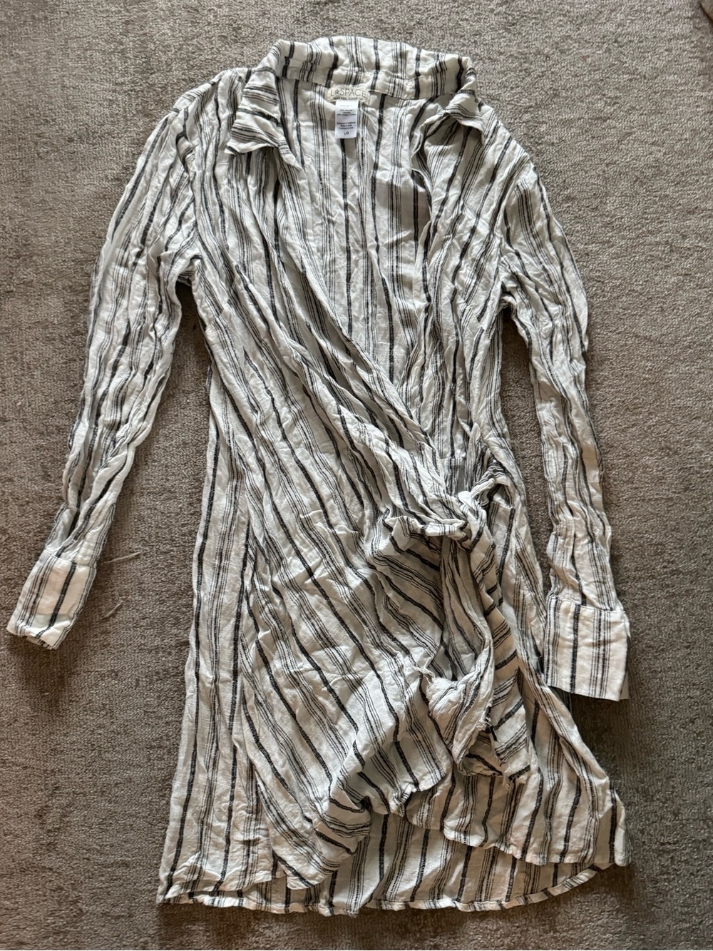 l*space Striped Wrap Shirt Dress Coverup